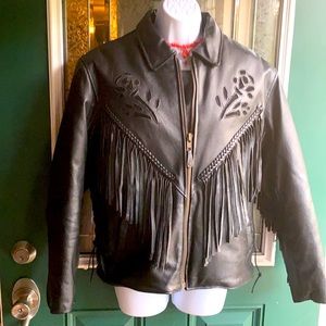 Insulated leather motorcycle jacket